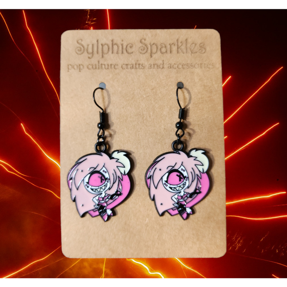 Hazbin Hotel Cherri Bomb Enamel Charm Earrings